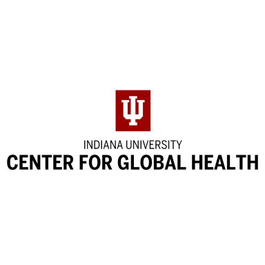 The Indiana University Center for Global Health logo sits on a white background. It features the crimson and cream IU trident logo above the name of the organization.